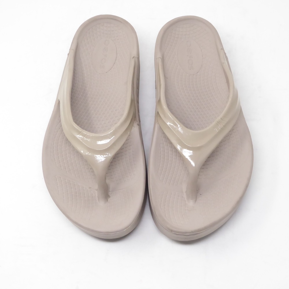OOmega OOlala Sandals Womens Size 6 Stone Beige Thong Platform Flip Flops - Picture 3 of 9